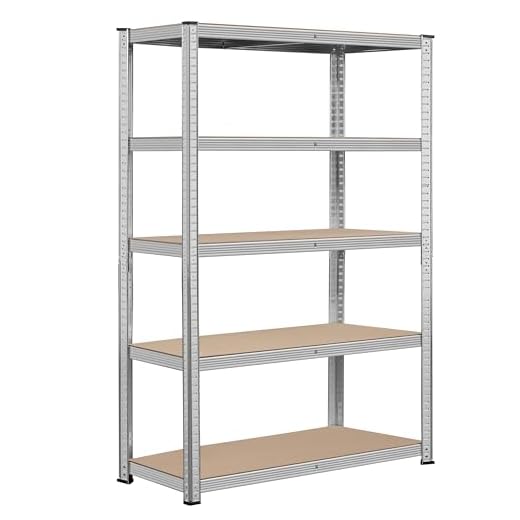 Topeakmart 5-Tier Utility Shelves, Metal Storage Shelves Unit Adjustable Garage Storage Racks Heavy Duty Shed Shelving- Silver, 35.5 x 16 x 71 Inch