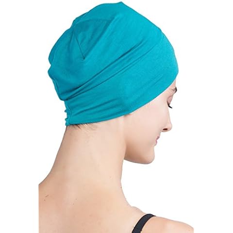 Deresina's Unisex Wrap-Fit Bamboo Sleep Cap for Chemo (Teal - One Size) Cover