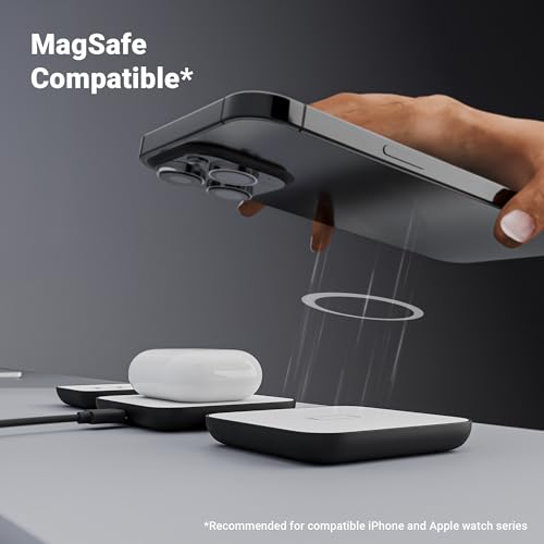 Image of Zebronics 3 in 1 Wireless Foldable Charging Pad, 23W Output, MagSafe Compatible, Fast Charging, Built-in Protection, FOD, 1m Type-C Cable, for iPhone 16 /15 /14 /13 /12 Series (MagBoost 20, Matt Black)