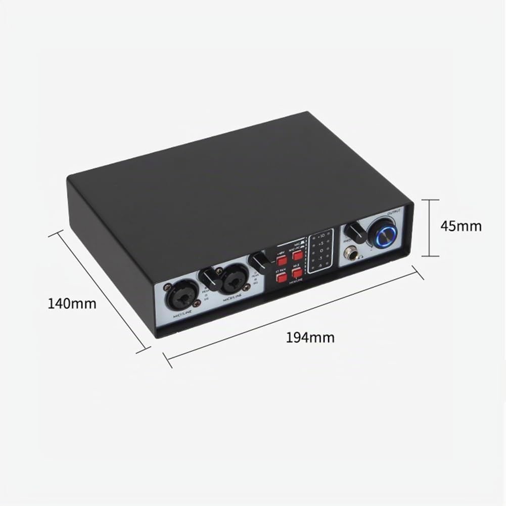 Interface Audio USB 2 Entrées 2 Sorties Kit Studio 32 Bits/384 KHz Enregistrement Carte Son Professionnelle Phantom 48 V