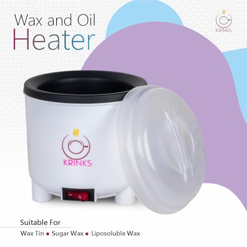 Image of KRINKS Wax Heater for Waxing for Women with Wax Applicator for Women | Wax Machine for Waxing | Easy to Use | Made in India | White Color, Pack of 1 Heater and 1 Spatula
