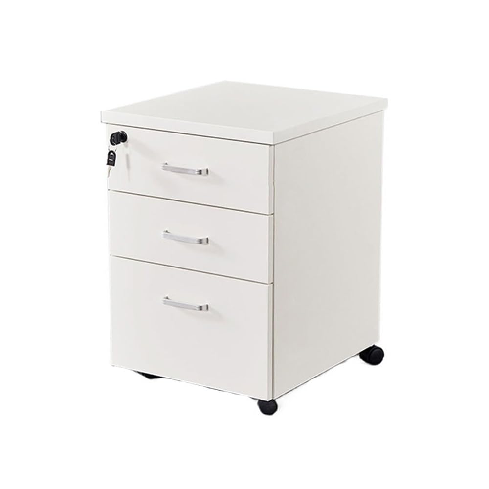 Aioneer White File Cabinet Wooden Floor-To-Ceiling Mobile File Cabinet Simple Storage Short Cabinet Three Drawers Cabinet Filing Cabinet