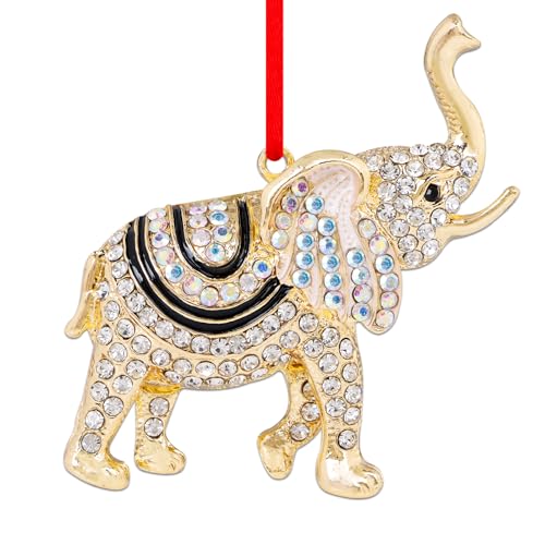 WhatSign Ornamento de elefante para árvore de Natal, elefante de metal, enfeite de Natal, decorações de elefante, enfeite de árvore de Natal, elefante enfeite de pendurar de Natal, presentes de