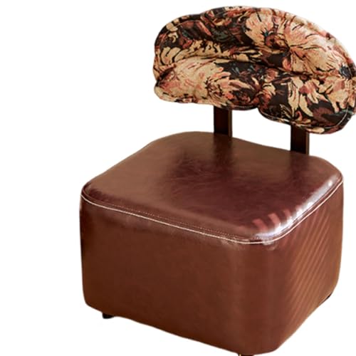 Amagogo Square Rolling Stool, Footrest,Soft Seat Cushion PU Leather with Wheels with Backrest Chair for Home SPA Massage Office Shop, Brown