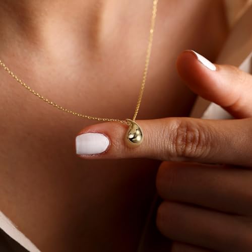 Dochais Kette Gold Silber Damen, 14K Gold/Weißgold Vergoldete Halskette Tropfen Anhänger Waterdrop Necklace Frauen Mädchen Schmuck Geschenk Weihnachten, 40-45cm Kette