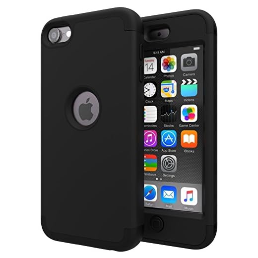 iPod Touch 7 Case,iPod Touch 6 Case,SLMY(TM) Heavy Duty High Impact Armor Case Cover Protective Case for Apple iPod Touch 5/6/7th Generation Black/Black