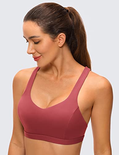 Image of CRZ YOGA Strappy V Neck Sports Bras | Medium Support, Removable Pads, Yoga, Brushed, Criss Cross Back, for Women