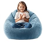 ENBAOHUI 3FT Memory Foam Bean Bag Chairs for Teens or Kids with Filling Bean Bag Sofa with Handle Super Soft Washable Corduroy Fabric Lazy Sofa 3 Foot Blue