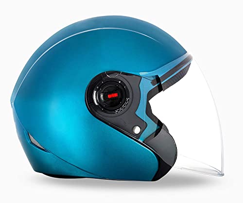 Image of Yamaha YR6 Half Face Helmet (Matt Cyan Green, Size L) Y6AYR6CG0L16