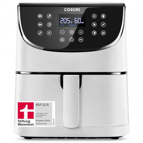 COSORI Heißluftfritteuse Airfryer Testsieger 2024 11-in-1 Air Fryer 5 5L Heissluftfritteuse mit Shake-Reminder 97 3 Prozent ölsparend 67 5 Prozent energiesparend spülmaschinenfest Körbe Weiß