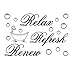 Autocollant mural en vinyle avec citation Relax Refresh Renew - Amovible - Motif bulles - Décoration pour salle de bain, toilettes, bureau, toilettes