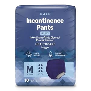 Healthcare by Amazon Herren Inkontinenz Pants, Plus-Saugstärke, M, 40 Stück (4 Packungen à 10 Stück), Blau, (zuvor Amazon Basic Care) - Verpackung kann abweichen