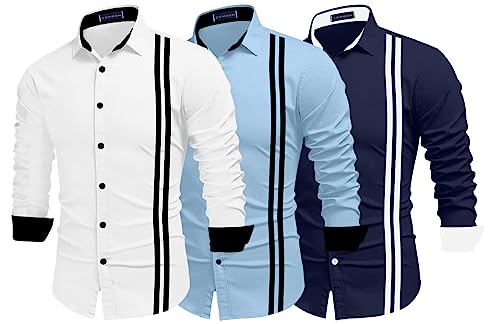 Image of Zombom Men's Striped Regular Fit Shirt