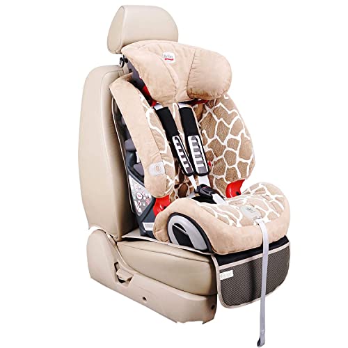 Viaviat Car Seat Protector Leather Waterproof Child Safety Seat Protector Cover With Thick Pad And 2 Large Pockets Durable Kick Mat For All Auto Seat (Beige) #TOP2