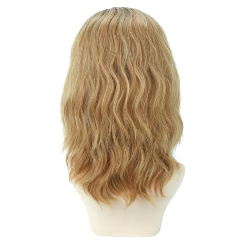 Image of BERON Black Ombre Blonde Short Curly Wavy Wig Women Halloween Cosplay Wig