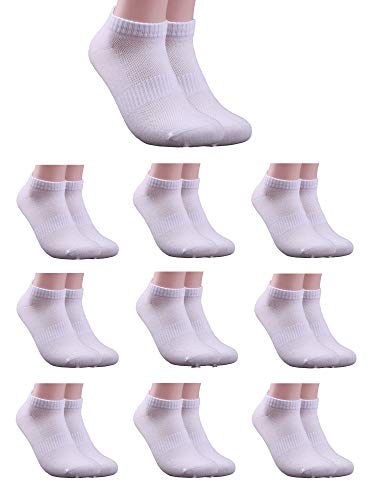 BUDERMMY 10 Paar Sneaker Socken Herren & Damen Sportsocken kurz Schwarz & Weiß Baumwolle Füßlinge Atmungsaktives Mesh(Weiß 10 Paar,35-40) Cover