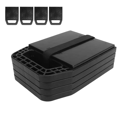 Wohnmobil-Wagenheber-Pad verhindert das Absinken von Wagenhebern, rutschfest, wetterfest, starker UV-stabilisierter Nivellier-Wagenheber-Block für Wohnwagen,Anhänger,4 Stück(Black)