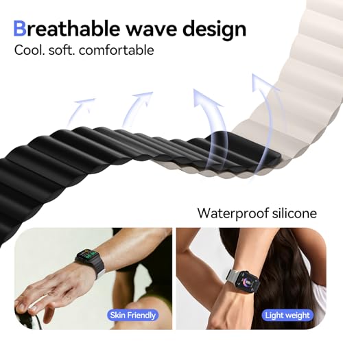 Image of X-it Magnetic Watch Band for Apple Watch Ultra 49mm, 46mm /45mm /44mm, Silicone Sport Strap with Strong Magnet for Men and Women, Compatible with Apple Watch Series 11 /10 /9 /8 /7 /6 /5 /4 /3 /2 /1 and SE