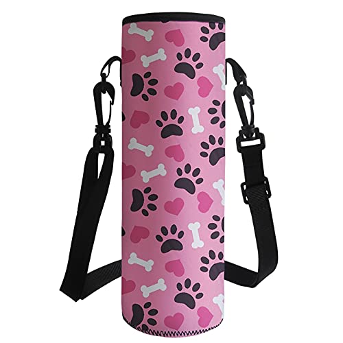 Roze hond poot print sport water fles geval geïsoleerde zak neopreen pouch houder mouw cover drager voor mok fles cup… - Image 3