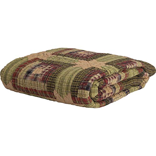 VHC-Brands-Tea-Cabin-Throw-Quilted-60×50-Log-Cabin-Country-Rustic-Lodge-Design-Moss-Green-and-Deep-Red VHC Brands Tea Cabin Throw Quilted 60×50 Log Cabin Country Rustic Lodge Design Moss Green and Deep Red