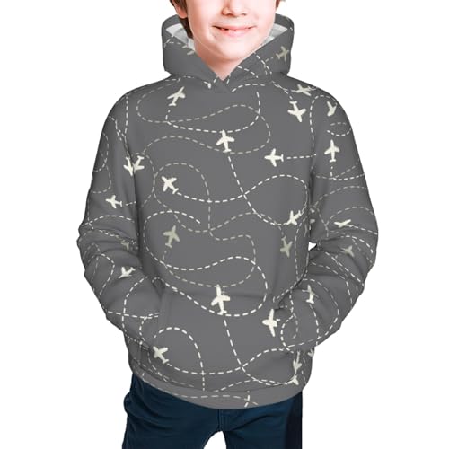 Airplane Routes Around The World Kid Hoodies Boys Sweatshirts Girls Pullover with Pocket3