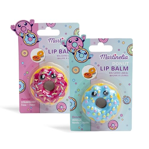 MARTINELIA Lippenbalsam Donut für Kinder Lippenpflege für Mädchen Geschenk für Mädchen zufälliges Modell (Erdbeere Vanille) 1 Stück