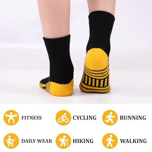 Image of 12 Pairs Boys Crew Athletic Socks, Kids Cotton Socks Ages 1-13 | Breathable mesh,75% cotton mixed material,white crew socks match all sportswear,for running, training and daily active play