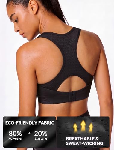 Image of Yvette Sports Bras for Women High Impact Support Racerback Sports Bra Plus Size No Underwire for Running Workout
