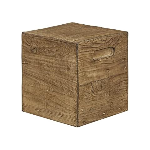 Ball & Cast Wood Stump End Table, Light-weight Concrete, Brown Cover