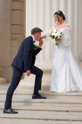 Mens Suit Slim Fit 3 Piece Peak Lapel Two Button Blazer Vest Pants Set Wedding Formal Business Prom Party Suit4