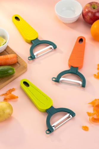 Image of Clazkit Stainless Steel Vegetable Peeler Set of 3 | Sharp Rust-Resistant Fruit & Vegetable Peelers | Ergonomic Handle | Heavy Duty Kitchen Tool