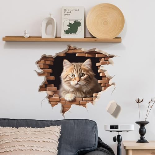 Vinilo decorativo pared gato caricatura 30x30 cm miniatura 6