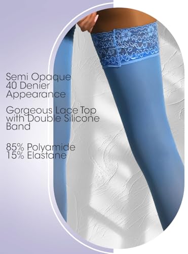 Image of Mila Marutti Opaque Thigh High Stockings for Women | Solid Color Thigh Highs | Colored Stockings for Garter Belts