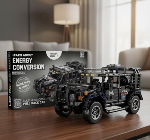 Image of 1:14 DIY Blocks Pull-Back Car - Jeep | Buildable Construction Toy Car Kit | Friction-Powered Remote-Free Racing Vehicle for Kids | Educational STEM Toy for Boys & Girls
