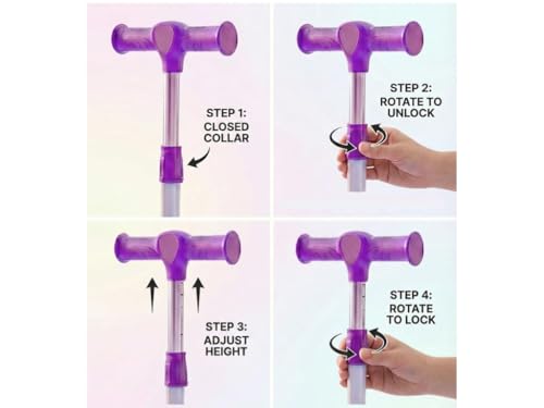 Image of Pixi Turbo Kick Scooter 24mm Wheels | Skate Cycle for Kids with LED Flashing Wheels | Adjustable Height | Foldable | Age 3 to 10 Years | PU Wheels | Max User Weight 50 kgs | Color - Purple