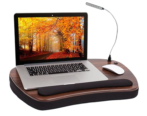 Sofia + Sam Oversized Memory Foam Lap Desk with Detachable USB Light (Black) | Supports Laptops Up...
