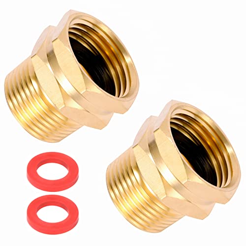 2 Pack Brass Garden Hose Adapter 3/4 GHT Female x 3/4 NPT Male Connector GHT to NPT Adapter Brass Fitting Brass Garden Hose to Pipe Fittings Connect