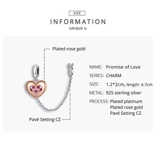 Cadena de seguridad de plata 925 amor para pulsera 6