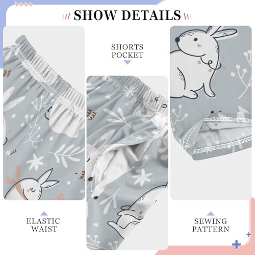 Boys' Pants Woodland Rabbits Dogs Fall Leaves Long Bottoms Jogger Pants Elastic Waist Trousers with Pockets S-XL4