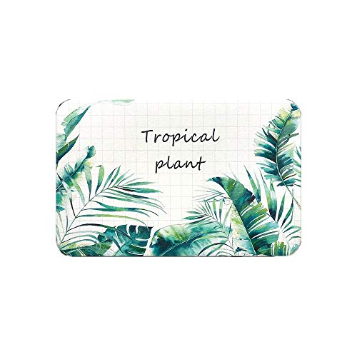 JKHOIUH Ottomans Diatom Mud Mat Bathroom Anti-slip Mat Diatomaceous Soil Mat Water Absorption And Quick-drying Bathroom Toilet Shower Door Mat (Color : Lattice tropical plant, Size : 45x35cm)