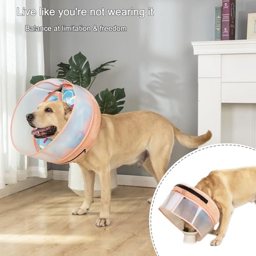 Image of Inflatable Dog Cone Collar with Enhanced Anti-Licking, Soft Neck Donut for Dogs Cats, Recovery Pet Cone Collar After Surgery for Large Medium Small Dogs (Donut Blue, X-Large)