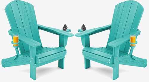 SERWALL Adirondack Chairs Set of 2 with Cup Holders Aruba