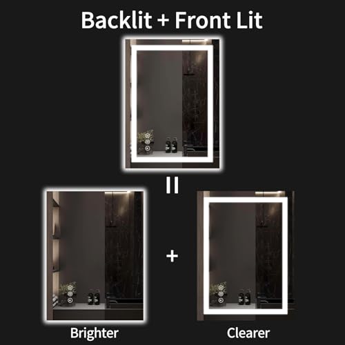 24"x32" LED Bathroom Mirror with Lights, Dimmable, Anti-Fog, Lighted Bathroom Vanity Mirror for Wall, Backlit + Front Lit, Memory Function, Shatter-Proof, Tempered Glass - Image 3