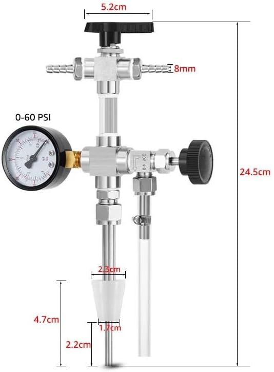 Upgraded Counter Pressure Bottle Filler with 0-60 Pressure Gauge, Homebrew Beer Bottling Device Oxygen-free Contact Transfer Kit(Barb type)