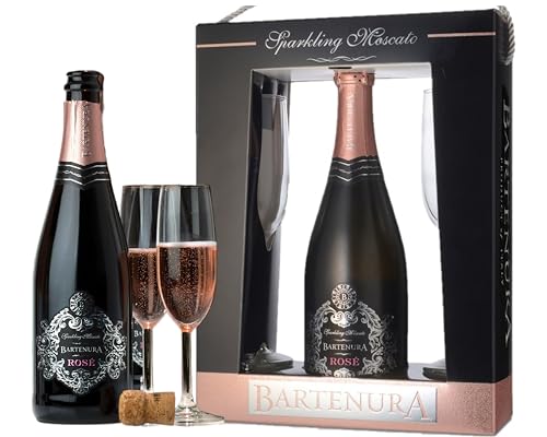 Bartenura Sparkling Moscato RosÃ© Gift Set with 2 Champagn