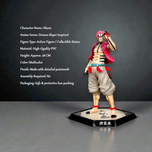 Image of Akaza Action Figure 28CM | Anime Collectible Statue | Kimetsuu no Yaiba Figurine Toy | Akaza Upper Rank Three Demon Statue Model | Anime Gift for Fans & Collectors