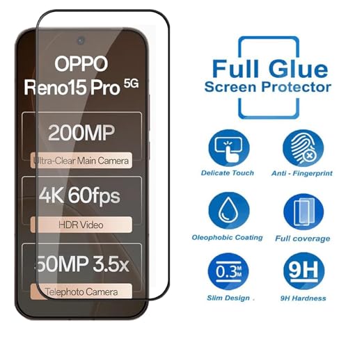 Image of HD Tempered Glass Screen Protector Compatible for Reno 15 Pro 5G, Reno 15 Pro Max 5G with Edge to Edge coverage and Easy Installation kit