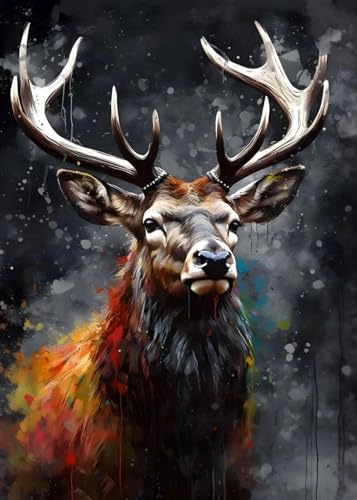 Toile cerf aquarelle pour habiller un mur vide grand poster graffiti