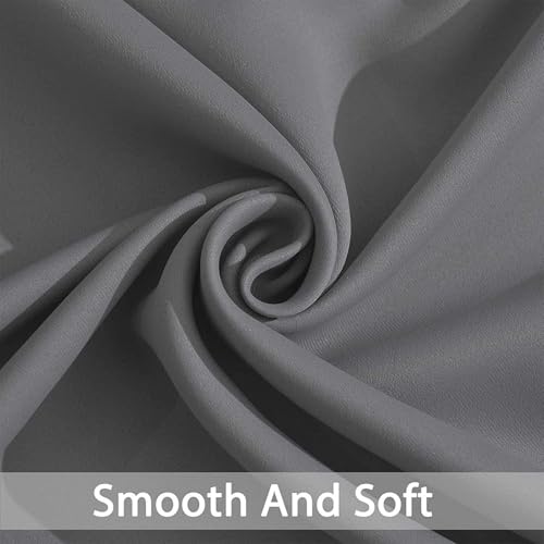 Yakamok Room Darkening Gray Blackout Curtains Thermal Insulated Grommet Curtain Panels for Bedroom, 42W x 72L, Grey, 2 Panels