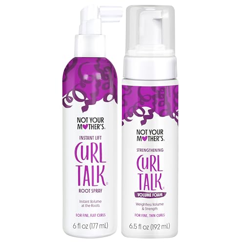 Not Your Mothers Curl Talk Instant Lift Root Hair Spray and Strengthening Volume Foam (2-Pack) - Powered by Biotin Peptides and Rice Protein - For Curly Hair Types